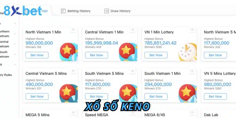 Xổ số Keno 8xbet: Giải trí đơn giản, cơ hội thắng lớn 1 Xổ số Keno